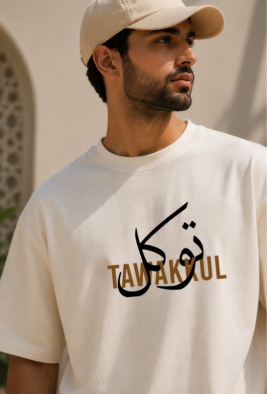 TAWAKKUL Oversized Classic Off-white T-Shirt 240 GSM