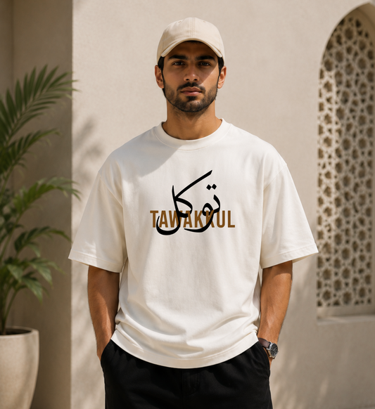 TAWAKKUL Oversized Classic Off-white T-Shirt 240 GSM