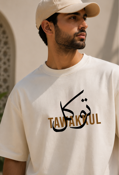 TAWAKKUL Oversized Classic Off-white T-Shirt 240 GSM