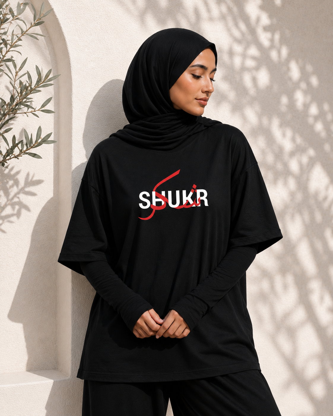SHUKR Unisex Oversized Classic  Black T-Shirt 240 GSM