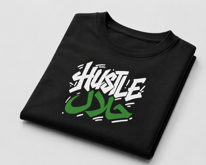 Hustle Halal Oversized Classic Black T-Shirt 240 GSM