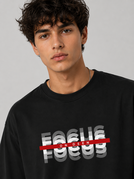 FOCUS Unisex Oversized Classic BLACK T-Shirt 24 GSM