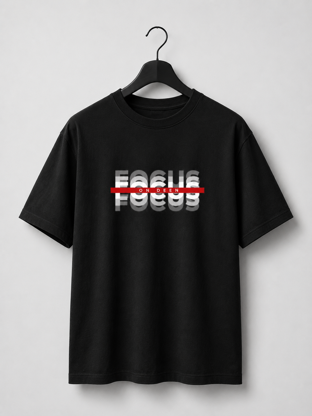 FOCUS Unisex Oversized Classic BLACK T-Shirt 24 GSM