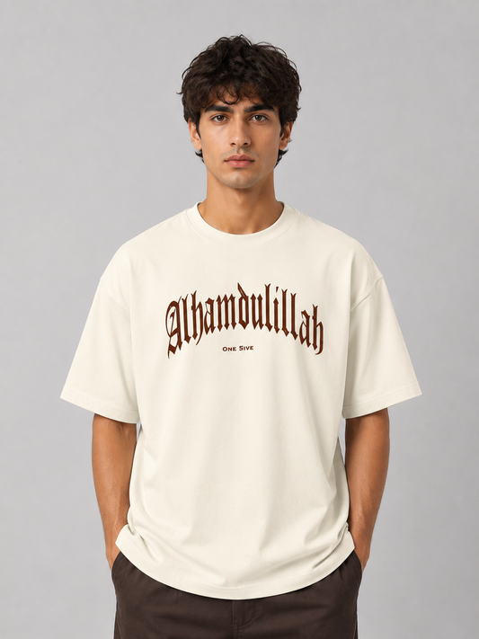 Alhamdulillah Unisex Oversized Classic OFF-WHITE T-Shirt 240 GSM
