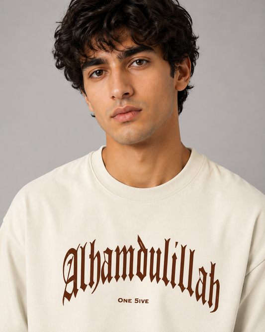 Alhamdulillah Unisex Oversized Classic OFF-WHITE T-Shirt 240 GSM