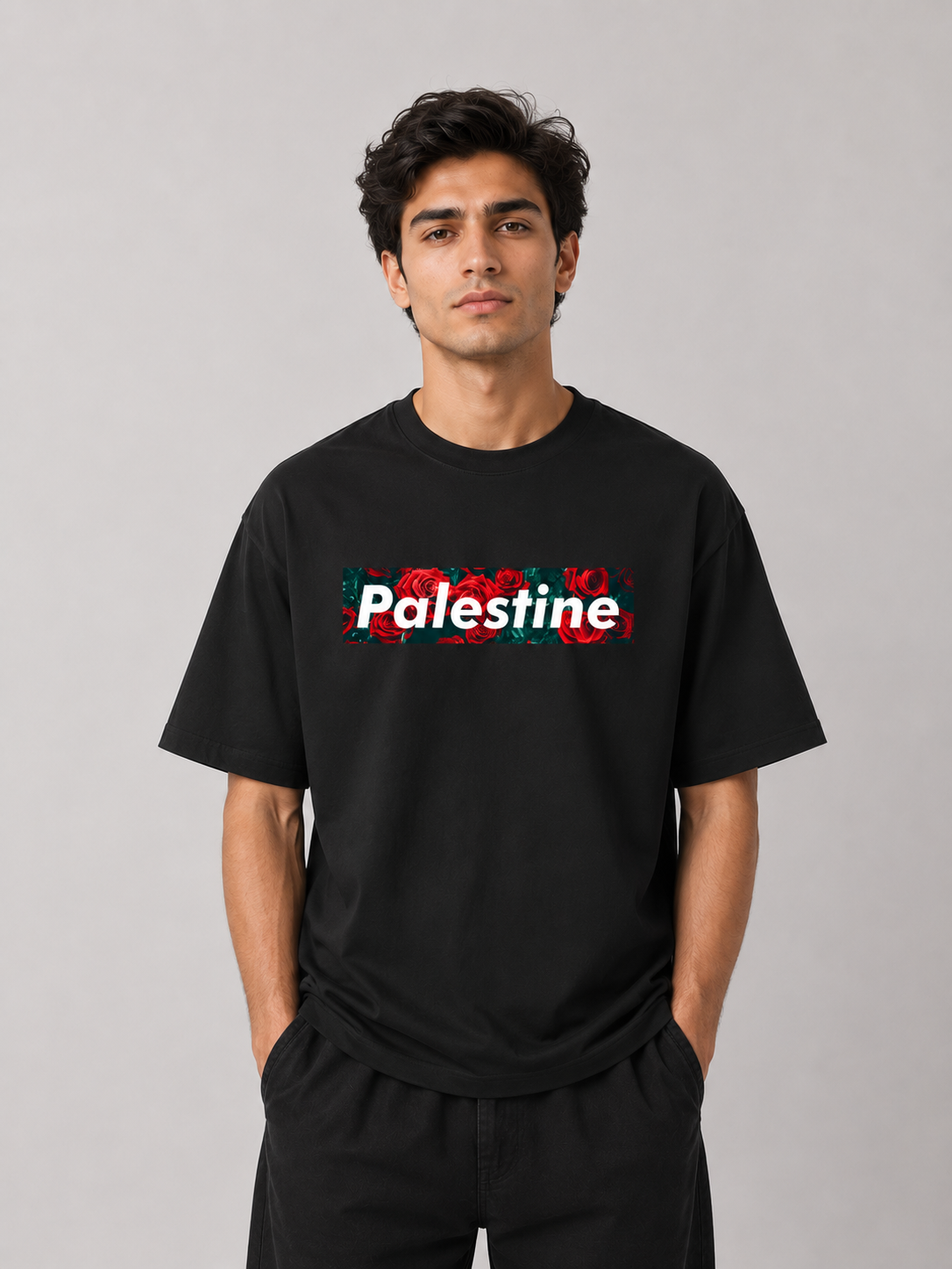 Palestine Unisex Oversized Classic Black T-Shirt 240 GSM