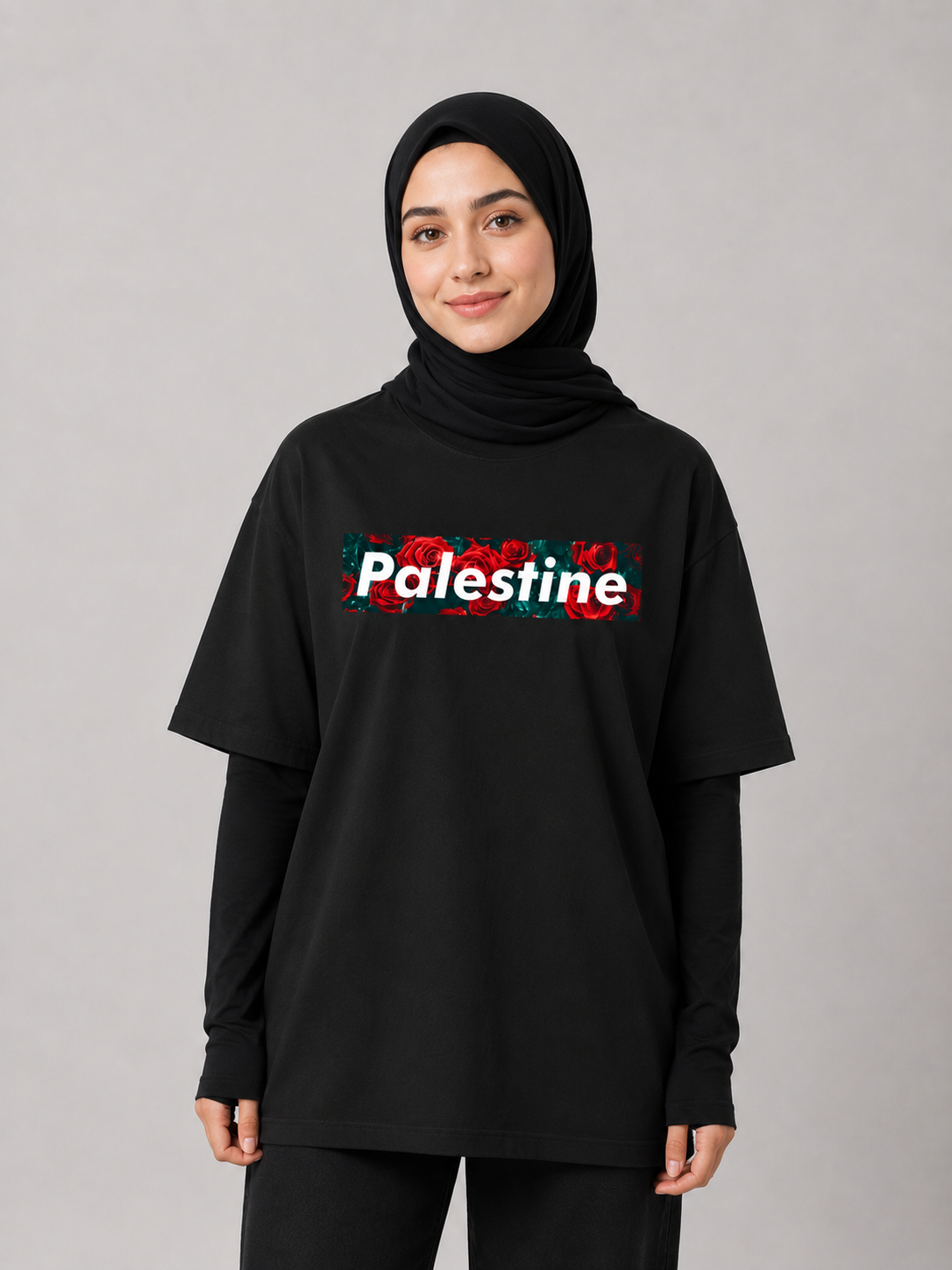 Palestine Unisex Oversized Classic Black T-Shirt 240 GSM