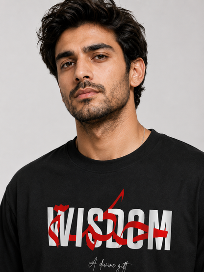 WISDOM Oversized Classic Black T-Shirt 240 GSM