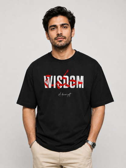 WISDOM Oversized Classic Black T-Shirt 240 GSM