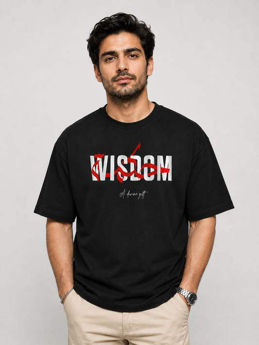 WISDOM Oversized Classic Black T-Shirt 240 GSM