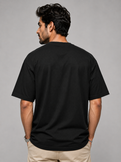 WISDOM Oversized Classic Black T-Shirt 240 GSM